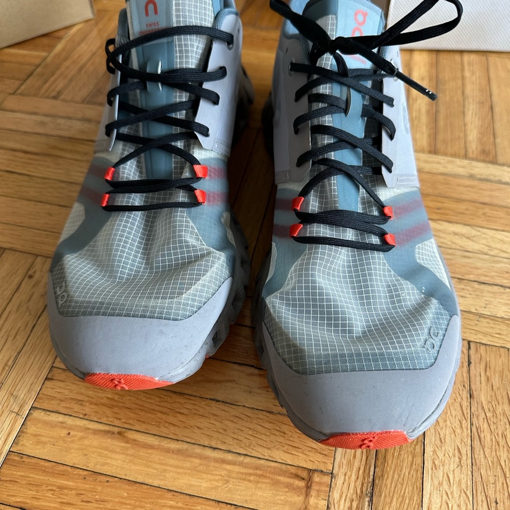 On Running Men's Gray and Red Athletic Shoes